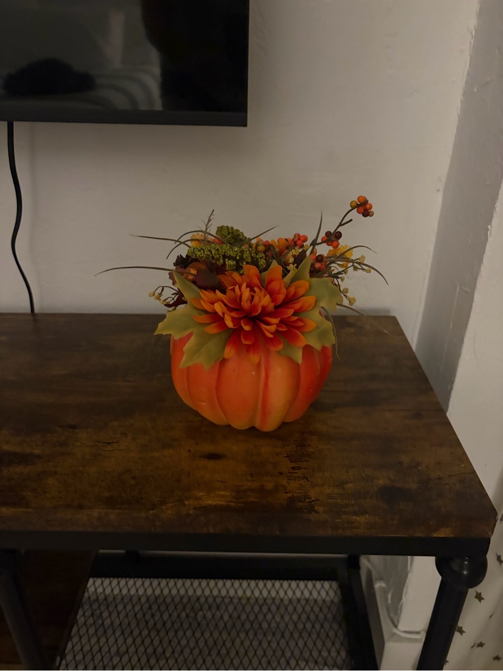 Autumn Orange Faux Pumpkin Floral Centerpiece